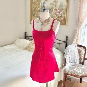 red silk mini dress  90s red silk mini dress Venchelle size xs